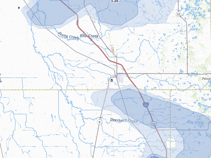 NEXRAD radar-signature map of the hail storm over Barnesville, MN on Jul 6, 2026