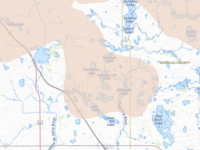 Radar-estimated hail-size map of the storm over Barrett, MN on Jul 6, 2026