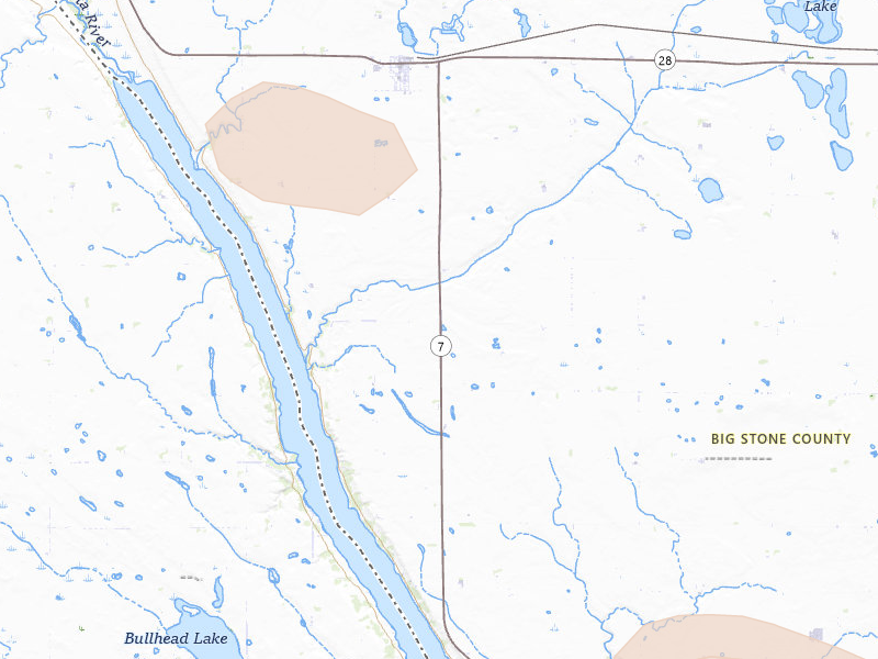 Radar-estimated hail-size map of the storm over Beardsley, MN on Jul 4, 2026