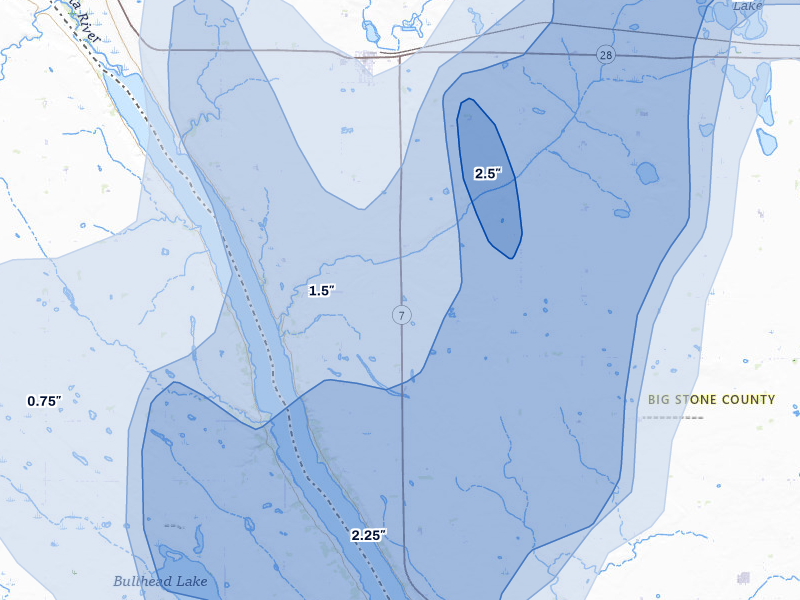 NEXRAD radar-signature map of the hail storm over Beardsley, MN on Jul 6, 2026