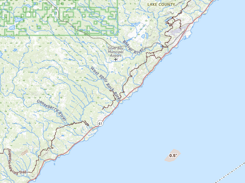 Radar-estimated hail-size map of the storm over Beaver Bay, MN on Jun 28, 2026
