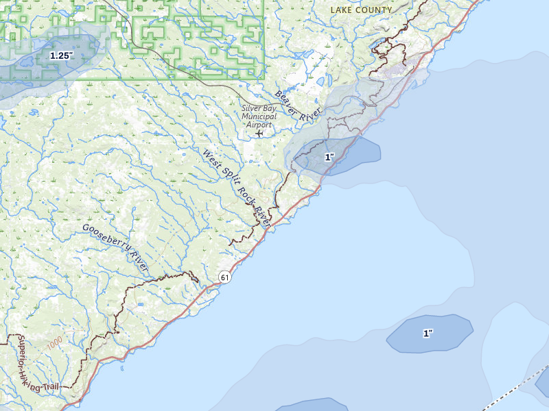 NEXRAD radar-signature map of the hail storm over Beaver Bay, MN on Jun 29, 2026