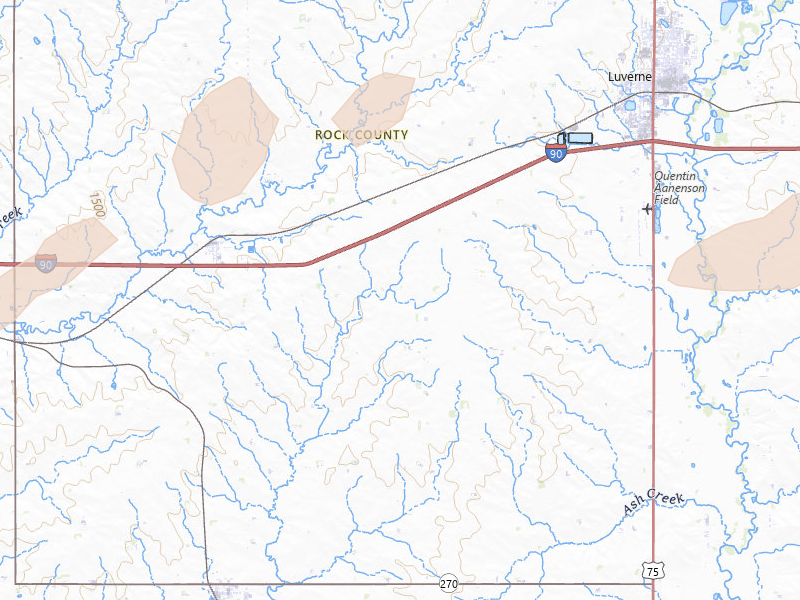 Radar-estimated hail-size map of the storm over Beaver Creek, MN on Apr 13, 2026