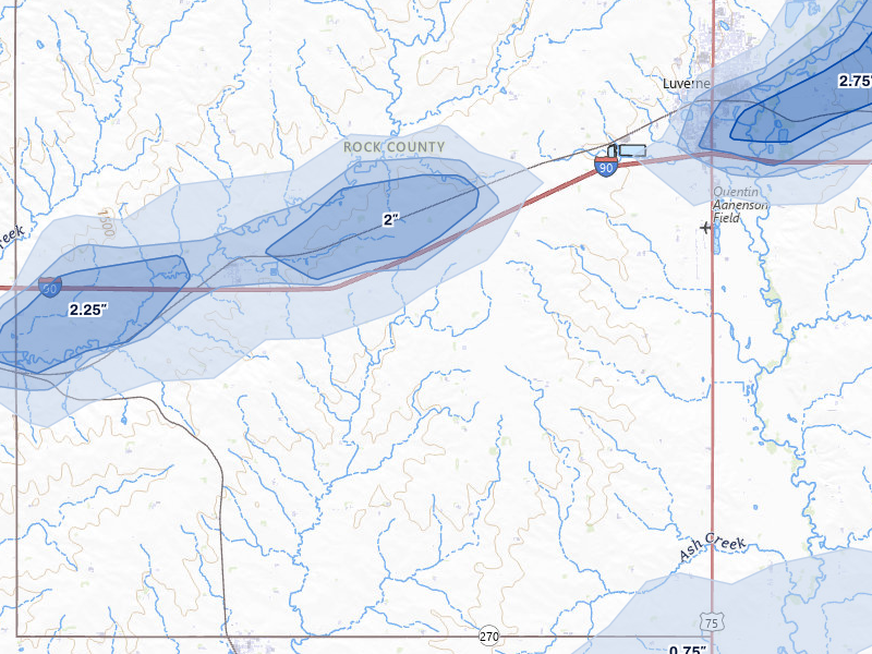 NEXRAD radar-signature map of the hail storm over Beaver Creek, MN on May 17, 2026