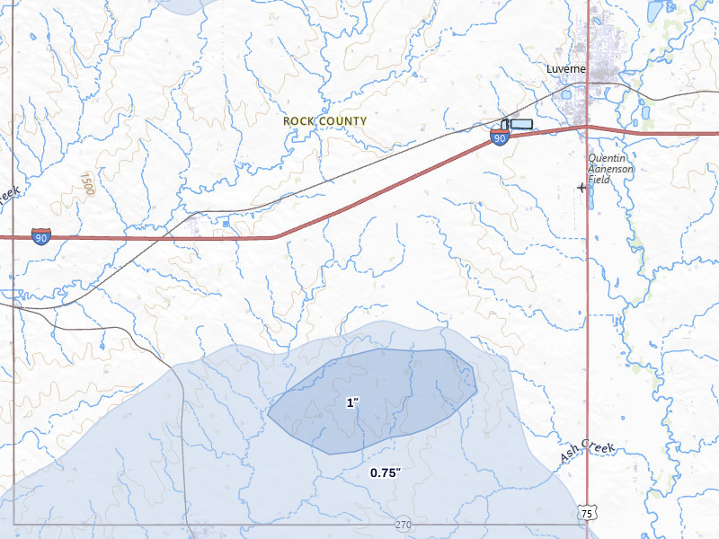 NEXRAD radar-signature map of the hail storm over Beaver Creek, MN on Jun 29, 2026