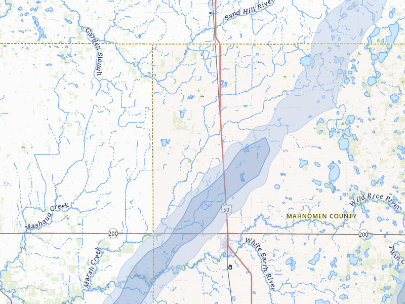NEXRAD radar-signature map of the hail storm over Bejou, MN on Jun 29, 2026