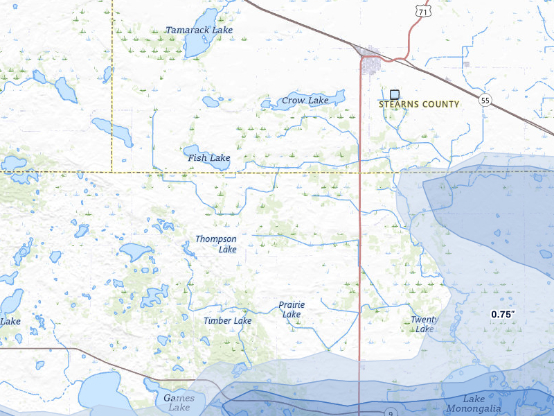 NEXRAD radar-signature map of the hail storm over Belgrade, MN on Aug 7, 2026