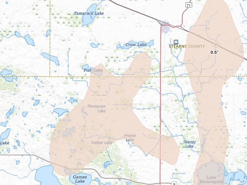 Radar-estimated hail-size map of the storm over Belgrade, MN