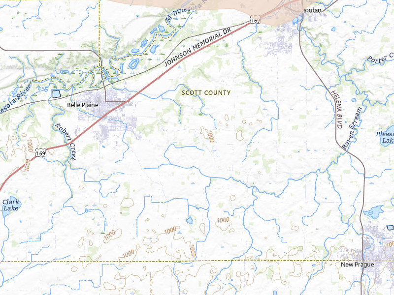 Radar-estimated hail-size map of the storm over Belle Plaine, MN on Jul 19, 2026