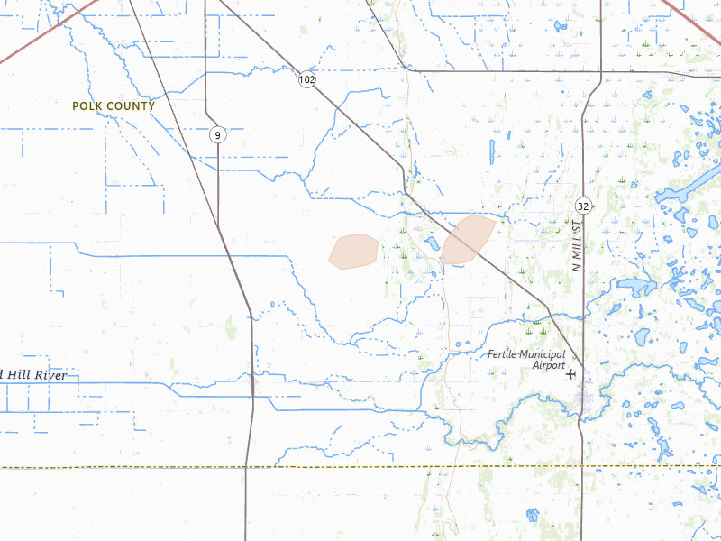 Radar-estimated hail-size map of the storm over Beltrami, MN on Aug 6, 2026