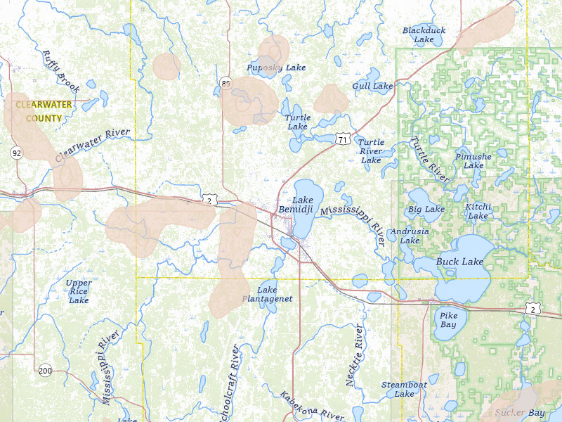 Radar-estimated hail-size map of the storm over Bemidji, MN on Jul 4, 2026