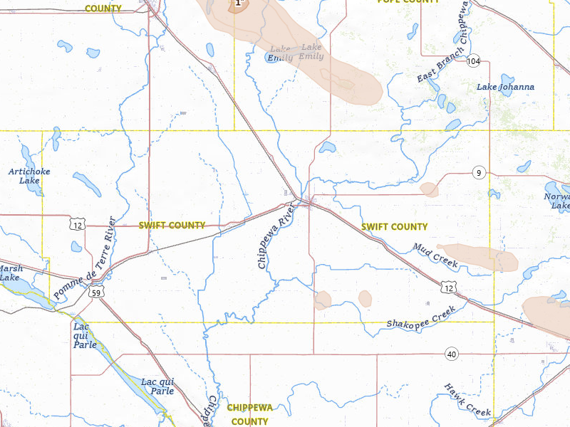 Radar-estimated hail-size map of the storm over Benson, MN on Jun 23, 2026