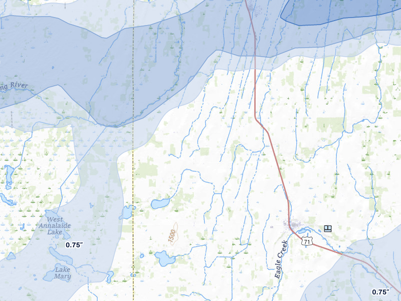 NEXRAD radar-signature map of the hail storm over Bertha, MN on Jun 29, 2026