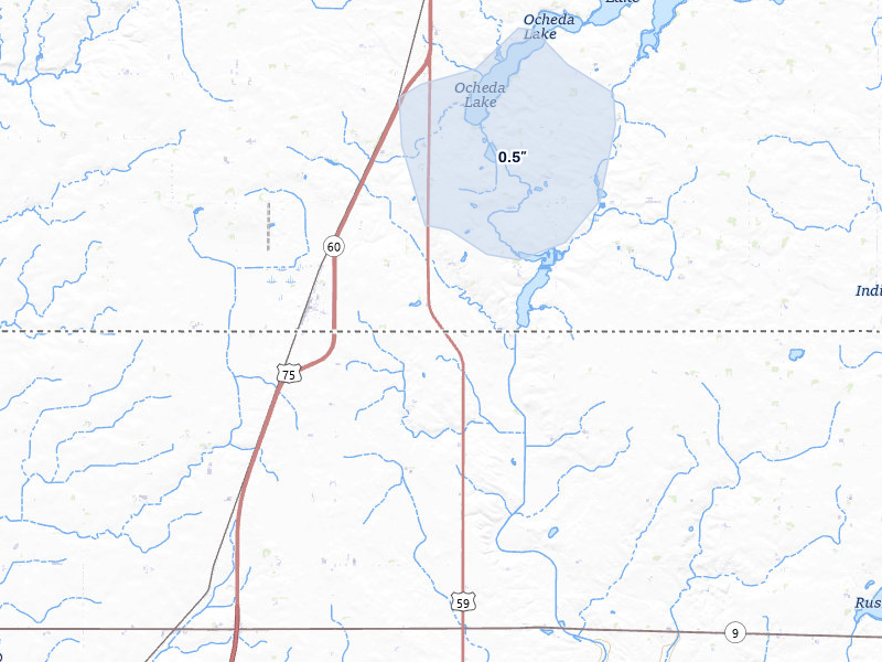 NEXRAD radar-signature map of the hail storm over Bigelow, MN on May 11, 2026