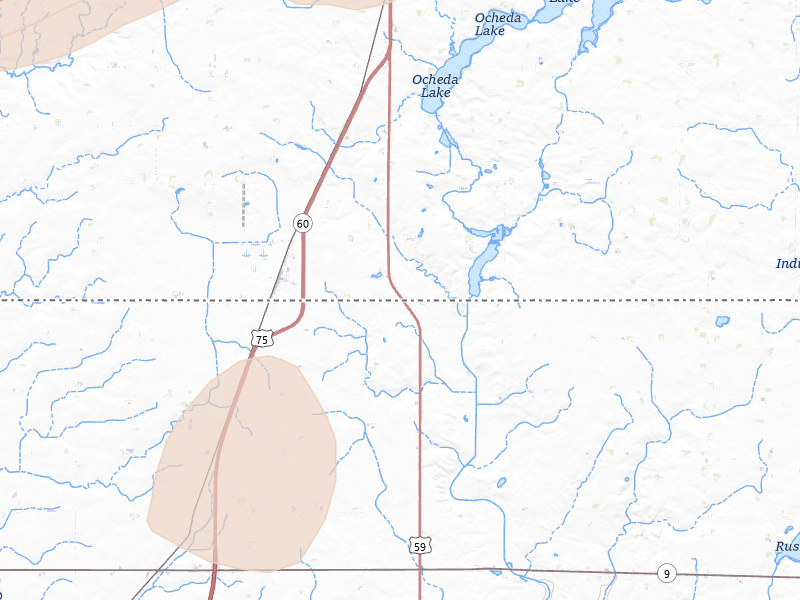 Radar-estimated hail-size map of the storm over Bigelow, MN on May 17, 2026