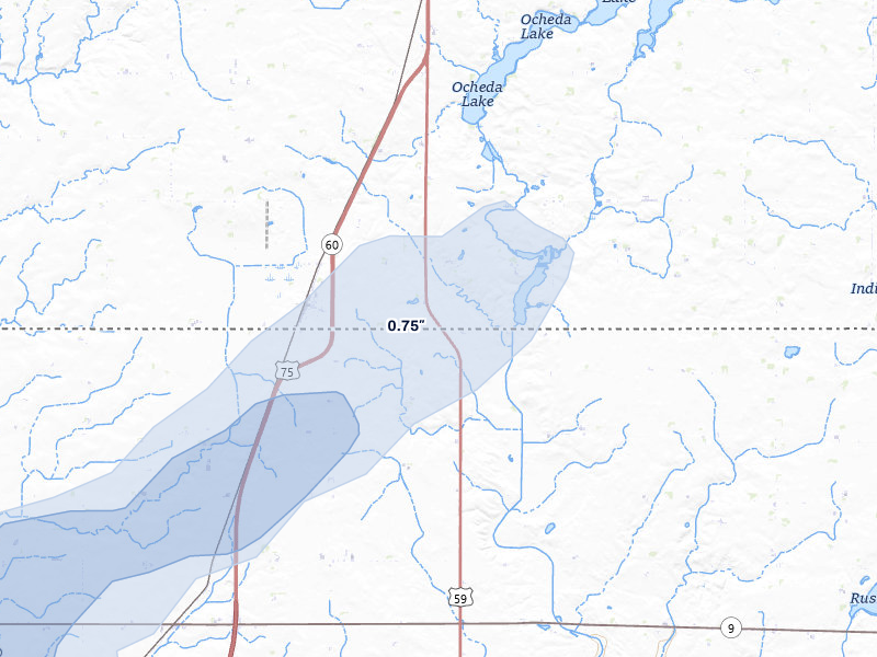 NEXRAD radar-signature map of the hail storm over Bigelow, MN on May 17, 2026