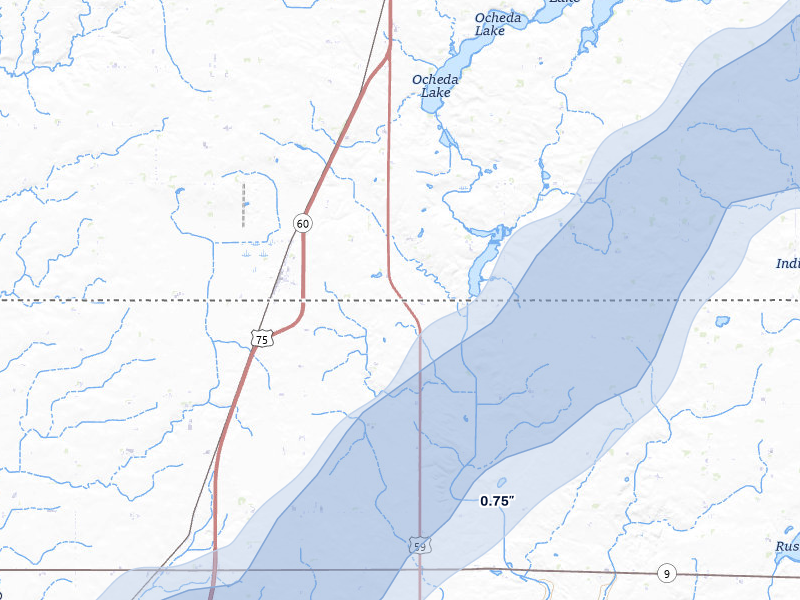 NEXRAD radar-signature map of the hail storm over Bigelow, MN on Jun 29, 2026