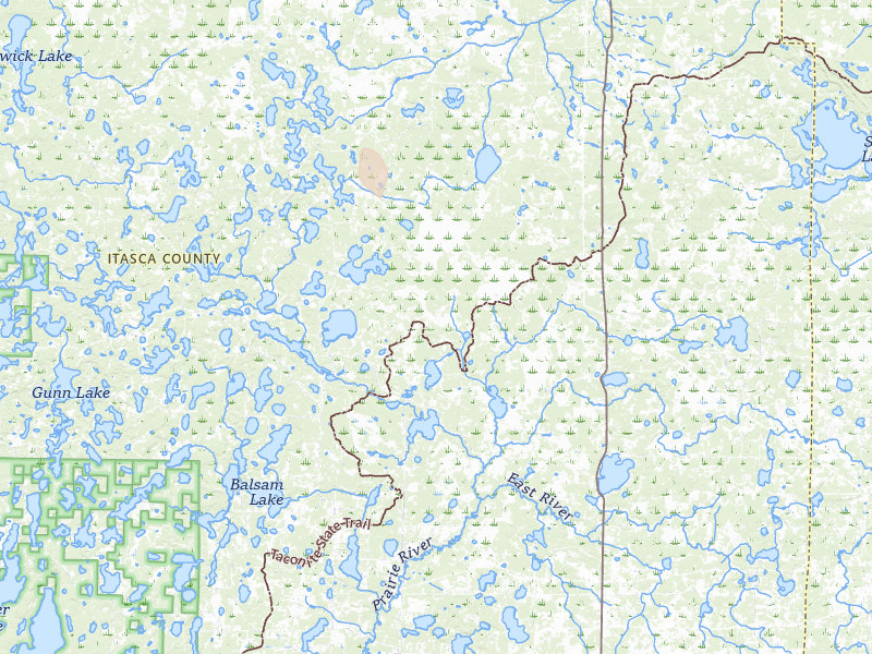 Radar-estimated hail-size map of the storm over Bigfork, MN on Jul 17, 2026