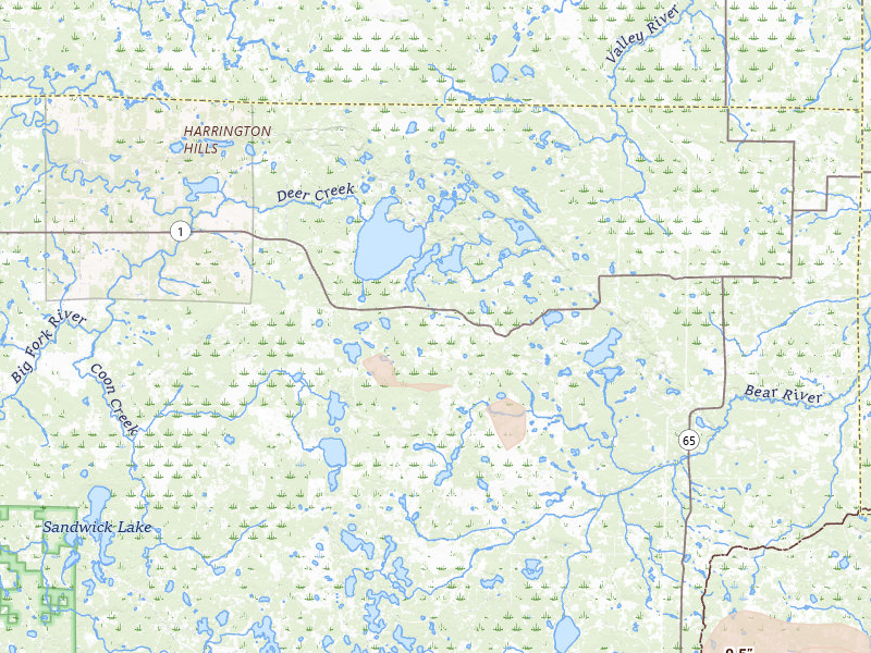 Radar-estimated hail-size map of the storm over Bigfork, MN on Aug 20, 2026