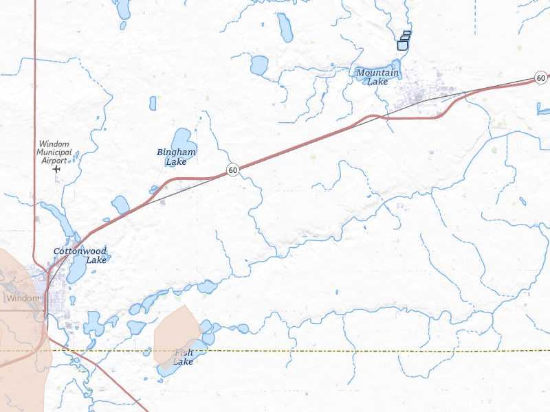 Radar-estimated hail-size map of the storm over Bingham Lake, MN on Jul 4, 2026