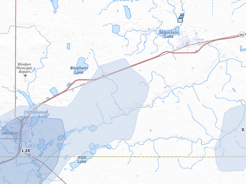 NEXRAD radar-signature map of the hail over Bingham Lake, MN