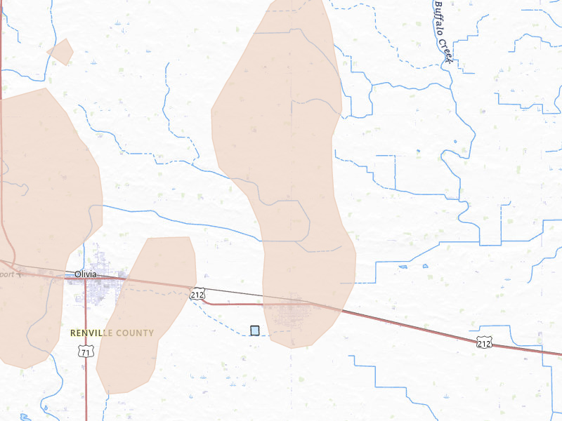 Radar-estimated hail-size map of the storm over Bird Island, MN on Jun 9, 2026