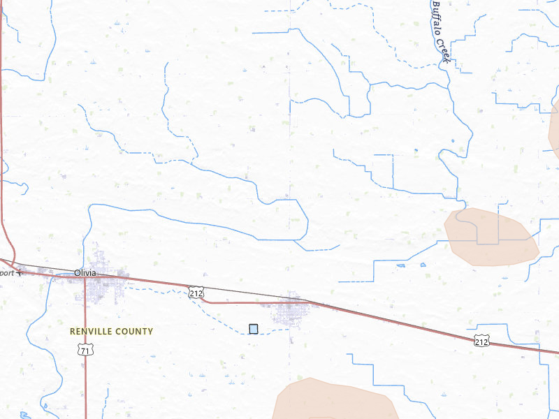 Radar-estimated hail-size map of the storm over Bird Island, MN on Jul 4, 2026