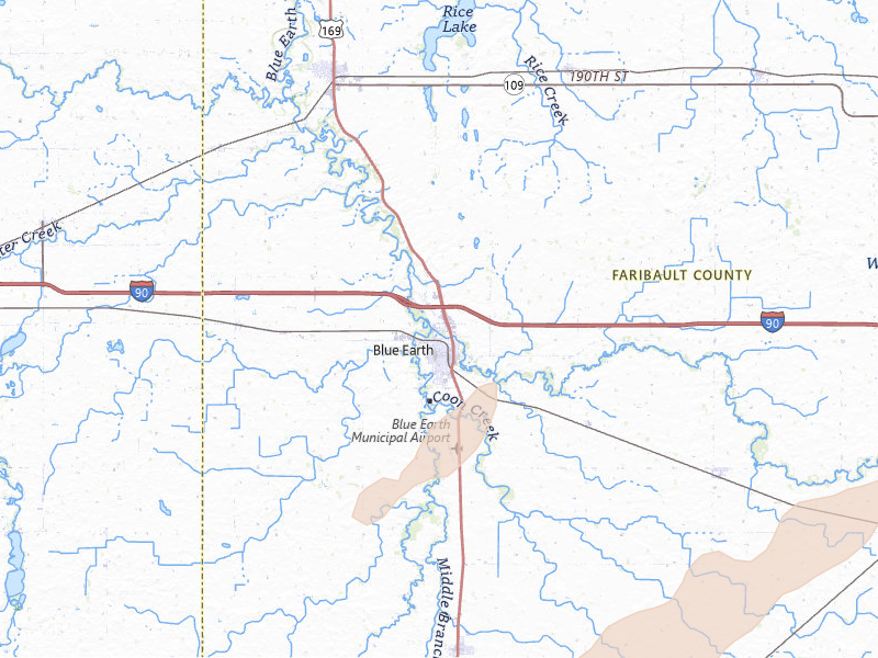 Radar-estimated hail-size map of the storm over Blue Earth, MN on Apr 11, 2026
