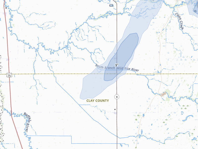 NEXRAD radar-signature map of the hail storm over Borup, MN on Jul 3, 2026