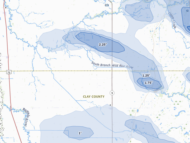 NEXRAD radar-signature map of the hail storm over Borup, MN on Jul 6, 2026
