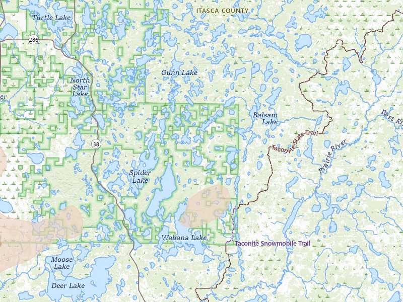 Radar-estimated hail-size map of the storm over Bovey, MN on Sep 3, 2026
