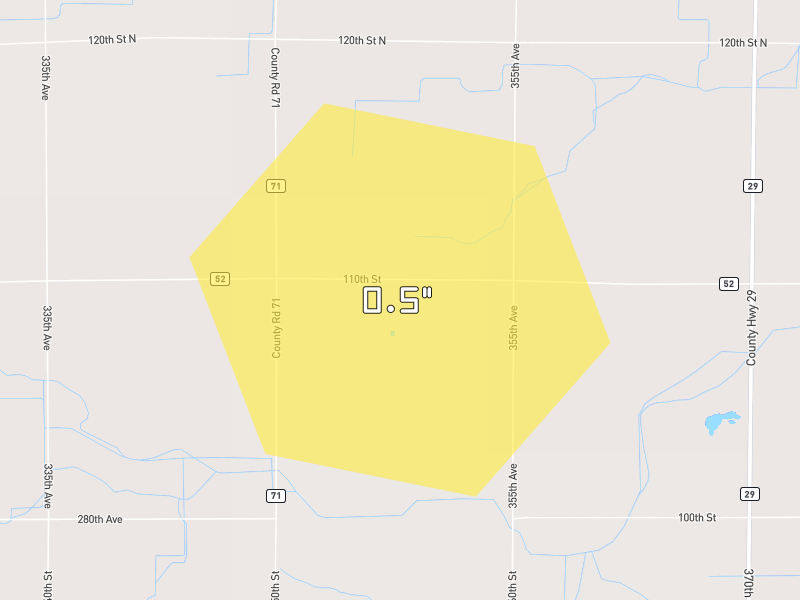 Hail map of Boyd, MN on Jun 4, 2026, hail up to 0.5"