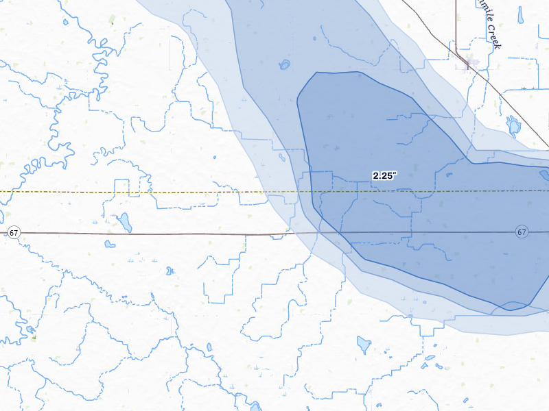 NEXRAD radar-signature map of the hail storm over Boyd, MN on Jun 5, 2026