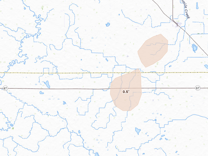 Radar-estimated hail-size map of the storm over Boyd, MN on Jun 9, 2026