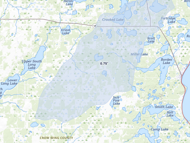NEXRAD radar-signature map of the hail over Brainerd, MN