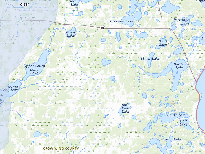 NEXRAD radar-signature map of the hail over Brainerd, MN