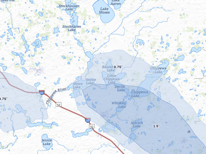 NEXRAD radar-signature map of the hail storm over Brandon, MN on Jun 5, 2026