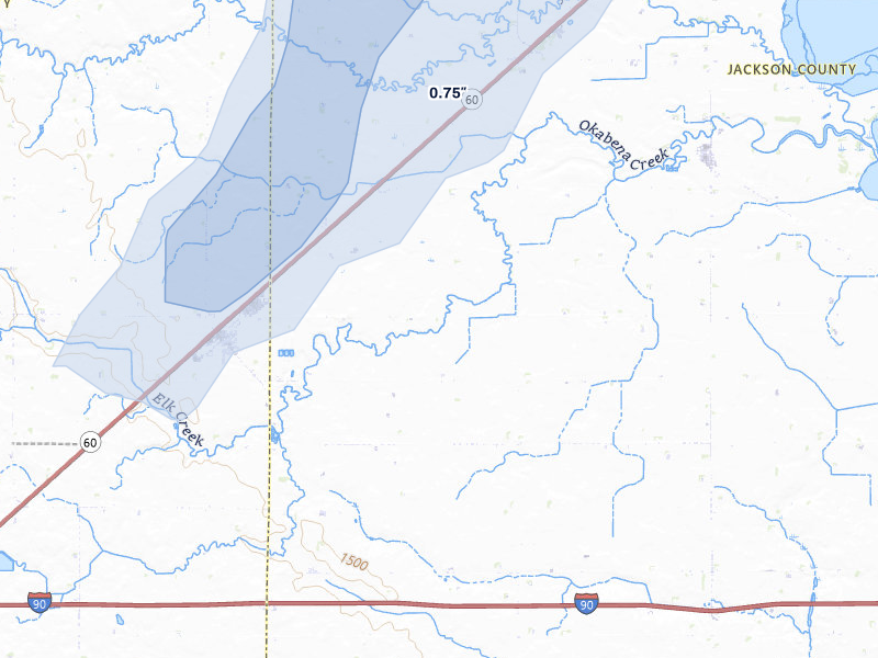 NEXRAD radar-signature map of the hail over Brewster, MN