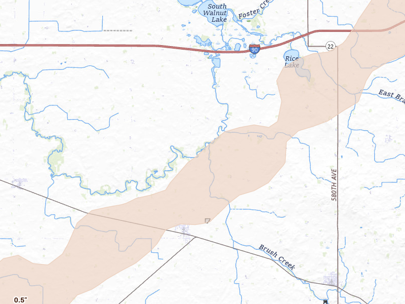Radar-estimated hail-size map of the storm over Bricelyn, MN on Apr 11, 2026