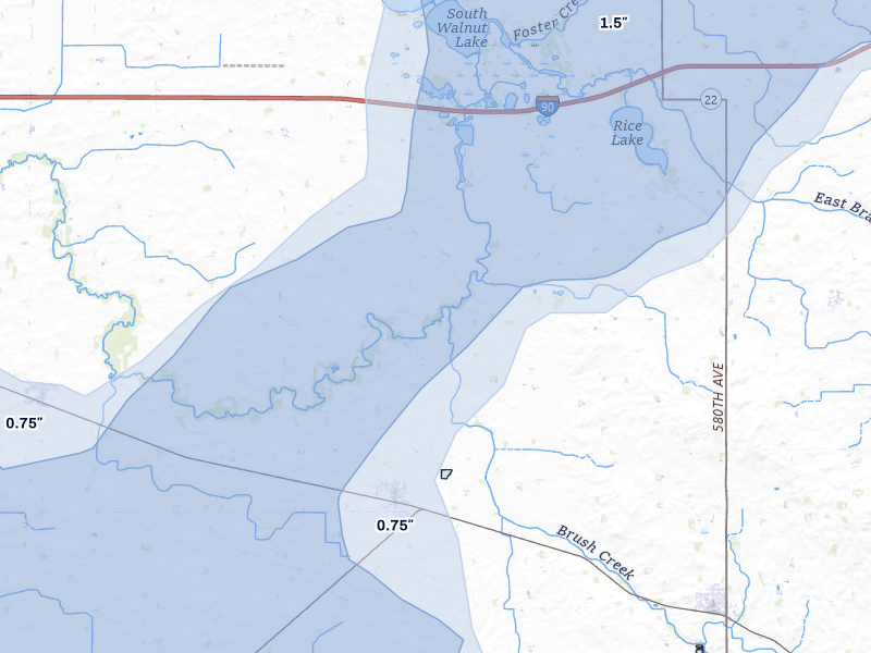 NEXRAD radar-signature map of the hail over Bricelyn, MN