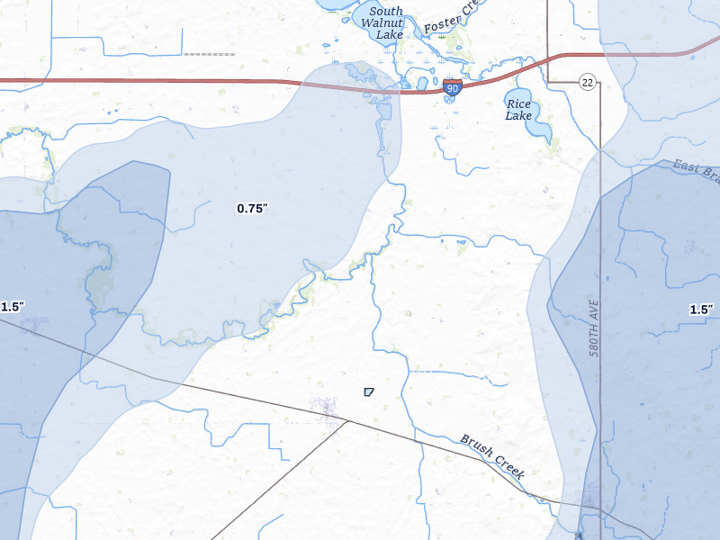 NEXRAD radar-signature map of the hail storm over Bricelyn, MN on Jun 30, 2026