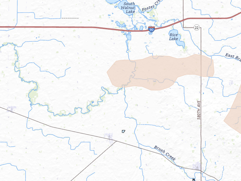 Radar-estimated hail-size map of the storm over Bricelyn, MN on Jul 2, 2026