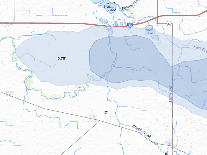 NEXRAD radar-signature map of the hail over Bricelyn, MN