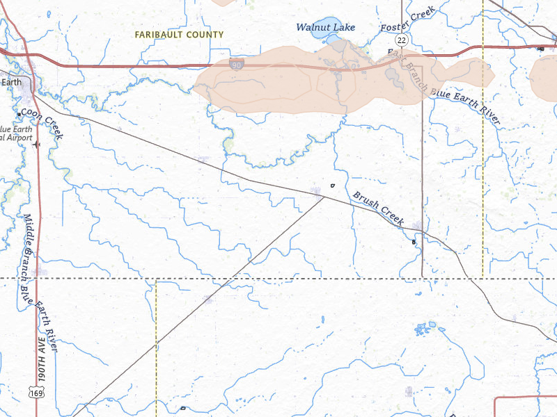 Radar-estimated hail-size map of the storm over Bricelyn, MN on Jul 8, 2026