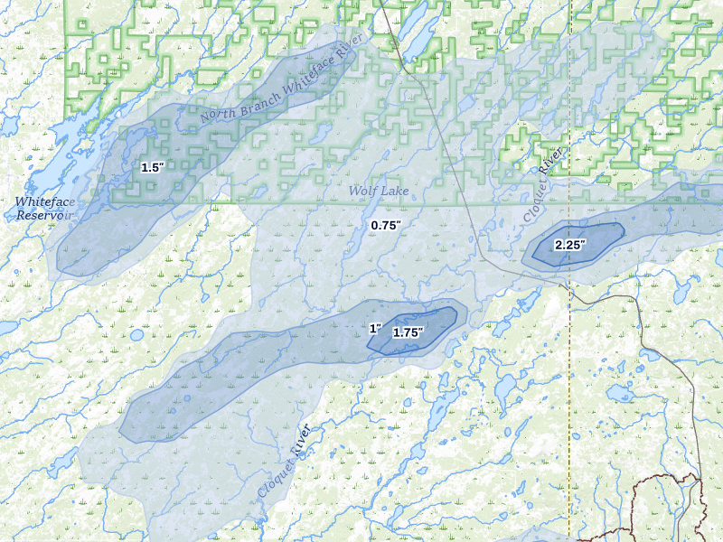 NEXRAD radar-signature map of the hail storm over Brimson, MN on Jun 29, 2026