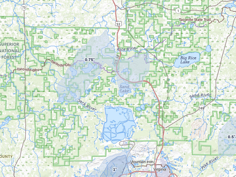 NEXRAD radar-signature map of the hail storm over Britt, MN on Jun 29, 2026