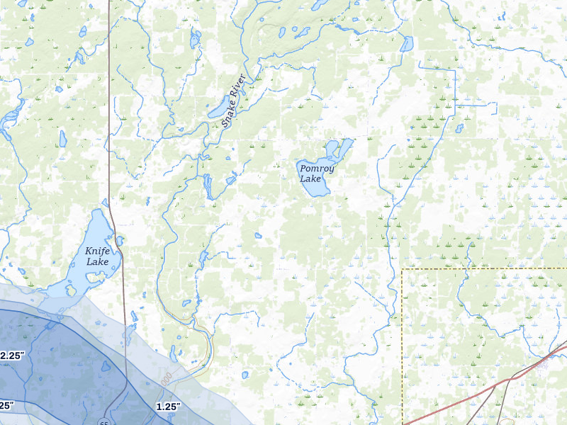NEXRAD radar-signature map of the hail over Brook Park, MN