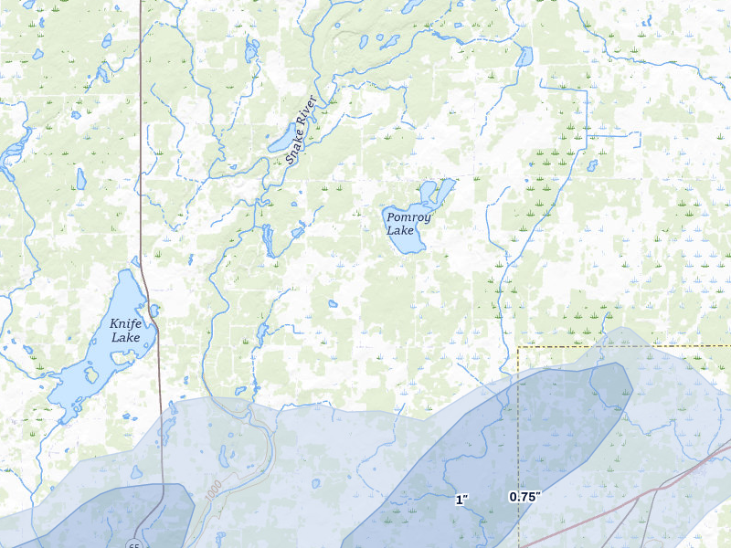 NEXRAD radar-signature map of the hail storm over Brook Park, MN on Jul 7, 2026