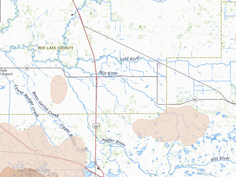 Radar-estimated hail-size map of the storm over Brooks, MN on Jul 6, 2026