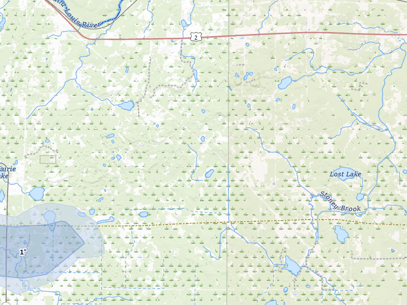 NEXRAD radar-signature map of the hail storm over Brookston, MN on Jul 3, 2026